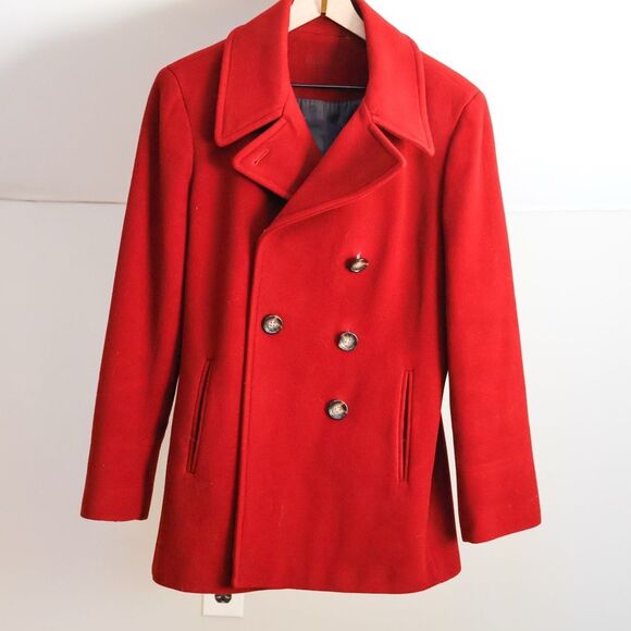 Calvin Klein Jackets & Blazers - Bright red Calvin Klein women's wool double-breasted peacoat size 12